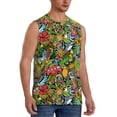 thumbnail image 1 of Lsque Hawaiian Culture Symbols 1 Print Men's Cotton Blend Sleeveless Muscle Shirts (S-3XL)- Moisture Wicking, Odor Protection, UPF 30+,Small, 1 of 8