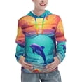 thumbnail image 1 of Lsque Hawaiian Island Dolphin Pattern Casual Women's Hoodie,Hooded Sweatshirt with Kangaroo Pocket,Pullover Hoodie with Eye-catching Drawstrings-Small, 1 of 7