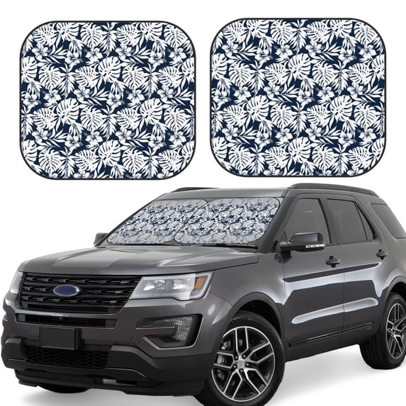 Lsque Hawaiian Style 2 PCS Windshield Sun Shade | CarFoldable Window Covers | Car Accessories Reflect UV for Universal Cars SUV Truck | Large