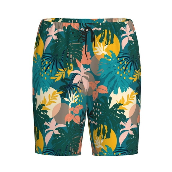 Lsque Hawaiian Style Mens Sleep Pajama Shorts,Short Pajama Pants, Cotton Ultra-Soft Knit-4X-Large