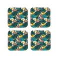 thumbnail image 1 of Lsque Hawaiian Style Pattern 4" Drink Coasters Set of 4, PVC Leather Absorbent Coasters, Table Coaster Set Decorative Coffee Cup Coasters Housewarming Gift -Square, 1 of 6