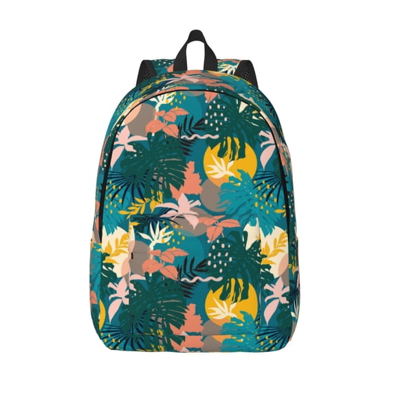 Lsque Hawaiian Style Pattern Canvas Daypack, Durable Backpack, High-quality Versatile Backpack,Vintage Compact Backpack-Medium