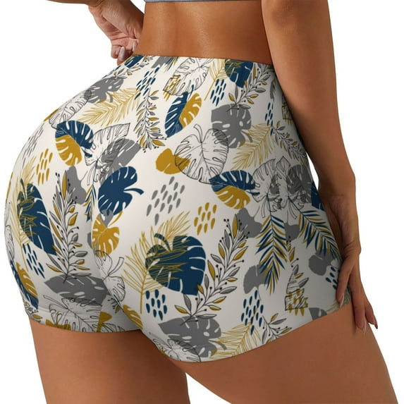 Lsque Hawaiian Style Pattern High Waisted Biker Shorts for Women-Tummy Control Fitness Athletic Workout Running Yoga Gym Shorts,Moisture-Wicking-X-Large