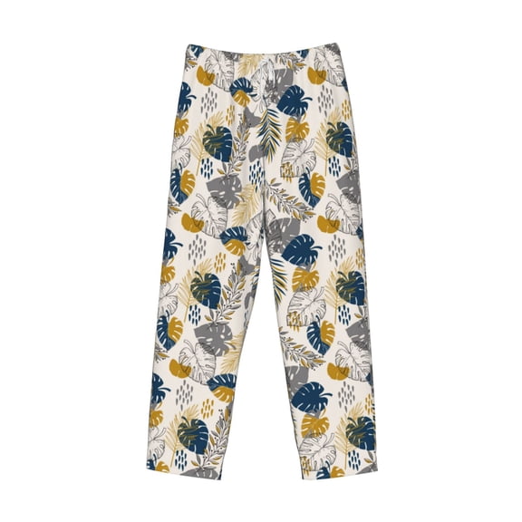 Lsque Hawaiian Style Print Men's Pajama Pants, Lounge Pant - Comfortable Home Wear,Elastic Waistband, Stylish Design-Medium
