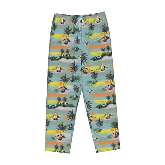 Lsque Hawaiian Style Print Women's Pajama Pants, Lounge Pant - Comfortable Home Wear,Elastic Waistband, Stylish Design-Medium