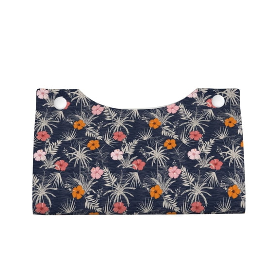 Lsque Hawaiian Style Printed Long Tissue Box Cover Holder, Facial Paper Organizer Dispenser,Triangle with Bottom Belt, PVC Leather Decorative Organizer
