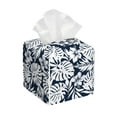 thumbnail image 1 of Lsque Hawaiian Style Printed Tissue Box Cover Holder, Facial Paper Organizer Dispenser,Square with Bottom Belt, PVC Leather Decorative Organizer, 1 of 8