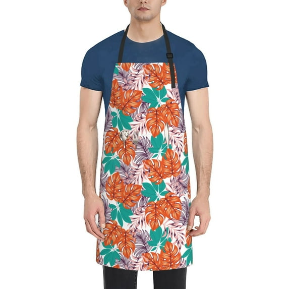 Lsque Hawaiian Style Waterproof Apron Chef Aprons for Men Heavy Duty Chemical Work Apron Extra Long Grilling Aprons with Adjustable Bib Apron