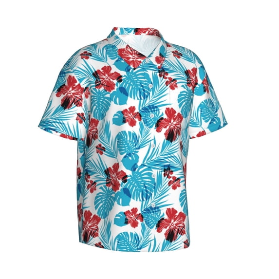 Lsque Hawaiian Style pattern Hawaiian Shirt for Men, Unisex Summer Beach Casual Short Sleeve Button Down Shirts-XX-Large