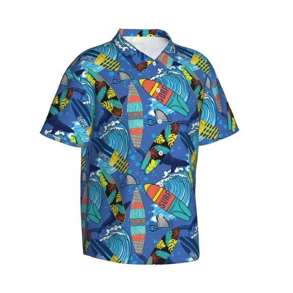 Lsque Hawaiian Style pattern Hawaiian Shirt for Men, Unisex Summer Beach Casual Short Sleeve Button Down Shirts-XX-Large