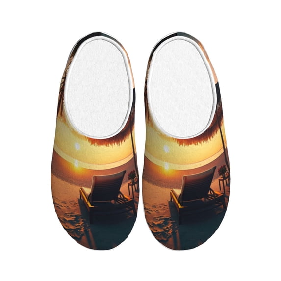 Lsque Hawaiian Sunset Beach Pattern Womens Comfort Cotton on Scuff With Memory Foam and Anti-skid Sole Slipper-40/41