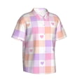 thumbnail image 1 of Lsque Heart Buffalo Plaid pattern Hawaiian Shirt for Men, Unisex Summer Beach Casual Short Sleeve Button Down Shirts-Large, 1 of 9