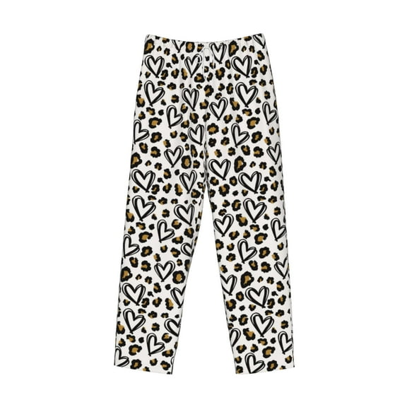 Lsque Heart Leopard Print Men's Pajama Pants, Lounge Pant - Comfortable Home Wear,Elastic Waistband, Stylish Design-Medium