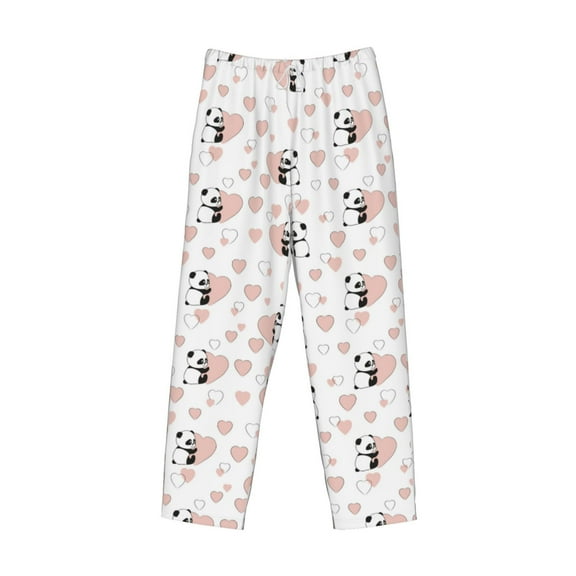Lsque Heart Panda Print Men's Pajama Pants, Lounge Pant - Comfortable Home Wear,Elastic Waistband, Stylish Design-Medium
