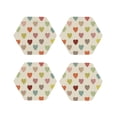 thumbnail image 1 of Lsque Heart Polka Dot Pattern 4" Drink Coasters Set of 4, PVC Leather Absorbent Coasters, Table Coaster Set Decorative Coffee Cup Coasters Housewarming Gift -Hexagon, 1 of 6