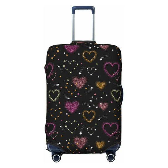 Lsque Heart and Stars Printed Luggage Cover, Travel Luggage Protector,Scratch and Dirt Resistant, Fits 18-32 Inch Luggage - X-Large