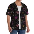 thumbnail image 1 of Lsque Heart and Stars print Men's Cuban Collar Short Sleeve Shirt Summer Beachwear Casual Button Down Fashionable Vacation Leisure Shirt-3X-Large, 1 of 7