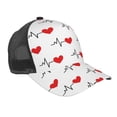 thumbnail image 1 of Lsque Heartbeat Symbol Printed Trucker Hat - Baseball Cap for Men Women - Breathable Mesh Side, Adjustable Fit - for Casual Wear, 1 of 7