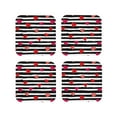 thumbnail image 1 of Lsque Hearts And Lines1 Pattern 4" Drink Coasters Set of 4, PVC Leather Absorbent Coasters, Table Coaster Set Decorative Coffee Cup Coasters Housewarming Gift -Square, 1 of 6