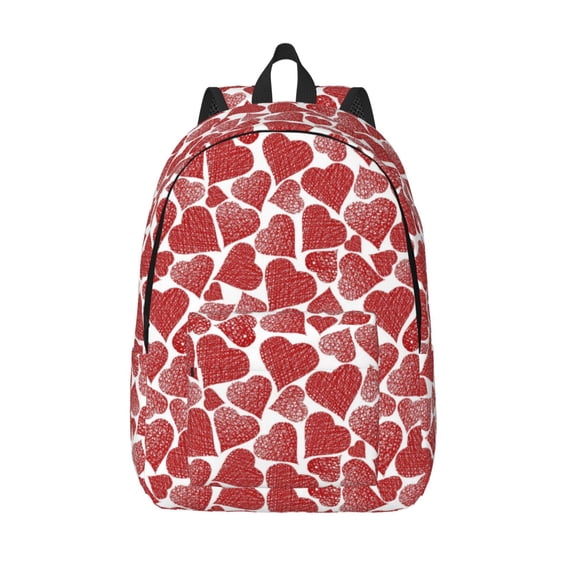 Lsque Hearts Pattern Canvas Daypack, Durable Backpack, High-quality Versatile Backpack,Vintage Compact Backpack-Medium
