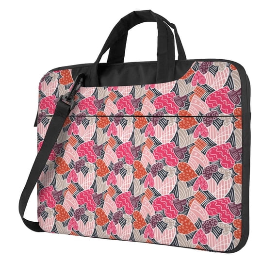 Lsque Hearts for Valentines day Pattern Laptop Bag – Portable & Slim Single-Shoulder Computer Case with Adjustable Strap, Protective, Lightweight for 13”/14”/15.6” Laptops