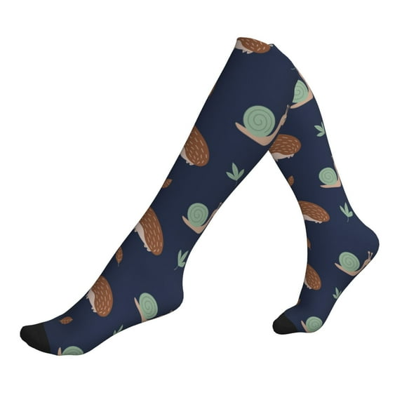 Lsque Hedgehog And Snail Pattern Sport Compression Socks for Men & Women 15-20 mmHg Knee High Nurse Pregnant Running Medical and Travel Athletic