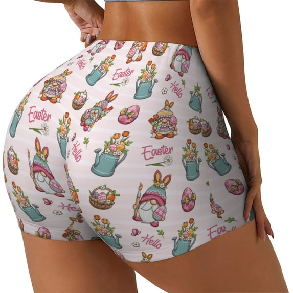 Lsque Hello Easter Pattern High Waisted Biker Shorts for Women-Tummy Control Fitness Athletic Workout Running Yoga Gym Shorts,Moisture-Wicking-XX-Large