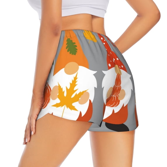 Lsque Hello Fall Gnomes Printed Women's Running Shorts with Liner Pockets,Elastic Quick Dry Workout Athletic Gym Yoga Shorts,Womens High Waist Shorts-XX-Large