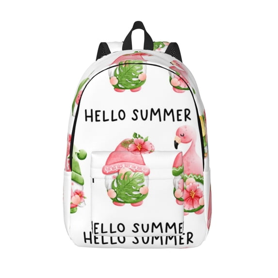 Lsque Hello Summer Gnome Pattern Canvas Daypack, Durable Backpack, High-quality Versatile Backpack,Vintage Compact Backpack-Small