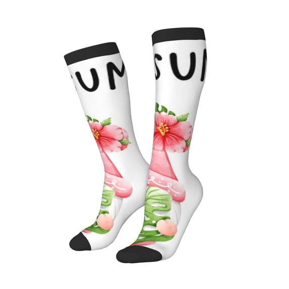 Lsque Hello Summer Gnome Printed Crew Socks Men's Women's LightWeight Thin Casual Calf Socks ,Knee High Socks,Cotton Socks