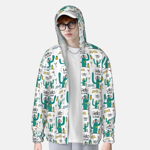 Lsque Hello Summer UPF 50+ Lightweight Sun Protection Men's Women's Long Sleeve Shirt, Hoodie Performance -XX-Large