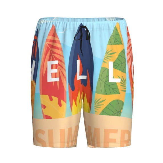 Lsque Hello Summer3 Mens Sleep Pajama Shorts,Short Pajama Pants, Cotton Ultra-Soft Knit-Large