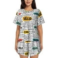 thumbnail image 1 of Lsque Hello Women's Short-Sleeved Pajama Set - 2 Piece Soft and Lightweight Sleepwear Set-3X-Large, 1 of 9