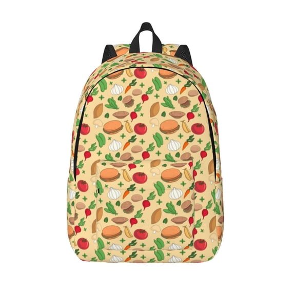 Lsque Herb Of Burger Pattern Canvas Daypack, Durable Backpack, High-quality Versatile Backpack,Vintage Compact Backpack-Medium
