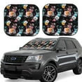 thumbnail image 1 of Lsque Hibiscus Rose 2 PCS Windshield Sun Shade | CarFoldable Window Covers | Car Accessories Reflect UV for Universal Cars SUV Truck | Small, 1 of 7