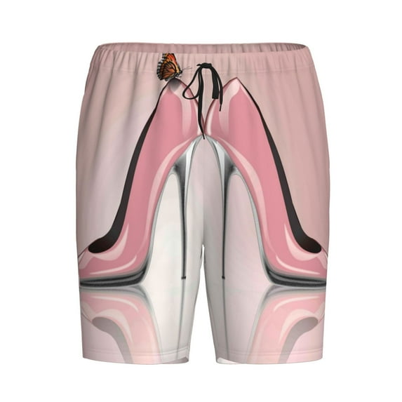 Lsque High Heel Shoes Butterfly Mens Sleep Pajama Shorts,Short Pajama Pants, Cotton Ultra-Soft Knit-4X-Large