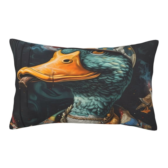 Lsque Hip-Hop Duck Pattern Pillow Case – Soft & Cozy Throw Pillow Cover, Hypoallergenic Cushion Case for Sleeping Women with Envelope Closure-14"x20"