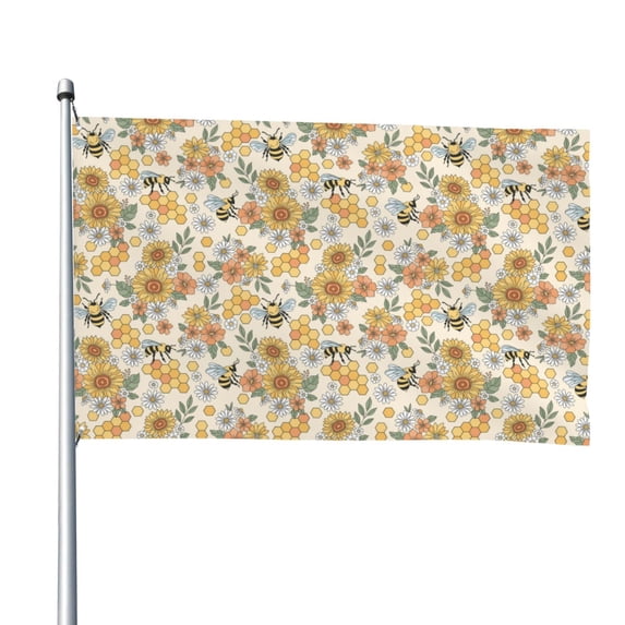 Lsque Hippie Bee Honeycomb Pattern Flag,Hippie Bee Honeycomb Printed Garden Flag 48 x 72 in - Double Sided Small Flags for Yard