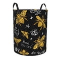 thumbnail image 1 of Lsque Hohey Bee Golden Embroidery pattern Laundry Hamper Basket, Tall Woven Rope Hamper Basket for Clothes, Lightweight Storage Basket, Collapsible Waterproof-Medium, 1 of 8