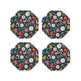 thumbnail image 1 of Lsque Holiday Christmas Cookies Pattern 4" Drink Coasters Set of 4, PVC Leather Absorbent Coasters, Table Coaster Set Decorative Coffee Cup Coasters Housewarming Gift -Octagon, 1 of 6