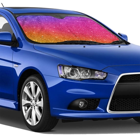 Lsque Holiday Shiny Car Windshield Sun Shade | Accordion Folding Style Auto Shade for Car Truck SUV Van | Blocks UV Rays Sun Visor Protector | Medium