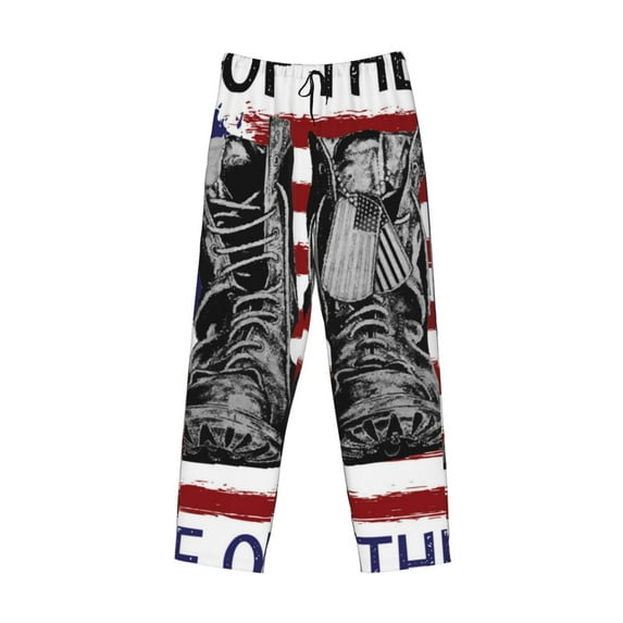 Lsque Home Of The Free Because Of The Brave Print Men's Pajama Pants, Lounge Pant - Comfortable Home Wear,Elastic Waistband, Stylish Design-Medium