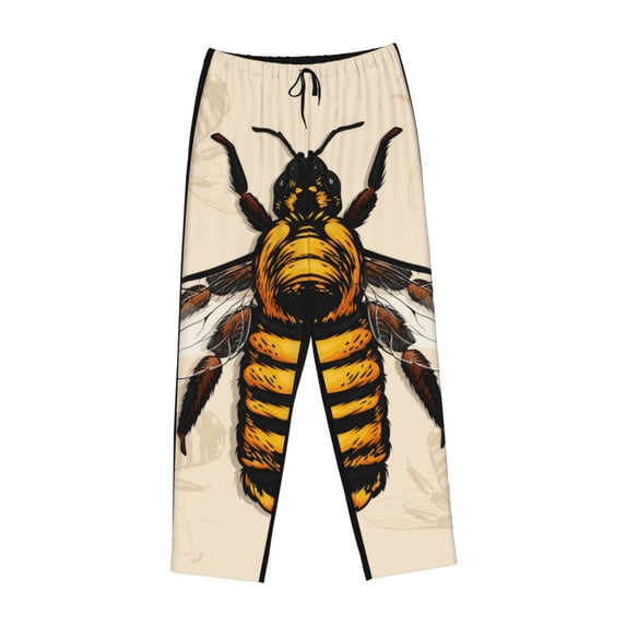 Lsque Honey Bee Print Women's Pajama Pants, Lounge Pant - Comfortable Home Wear,Elastic Waistband, Stylish Design-Large