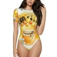 thumbnail image 1 of Lsque Honey Bee Women's Crew Neck Short Sleeve Bodysuit Basic T Shirts Tops Onesie Adult Cute Pajama-XX-Large, 1 of 8