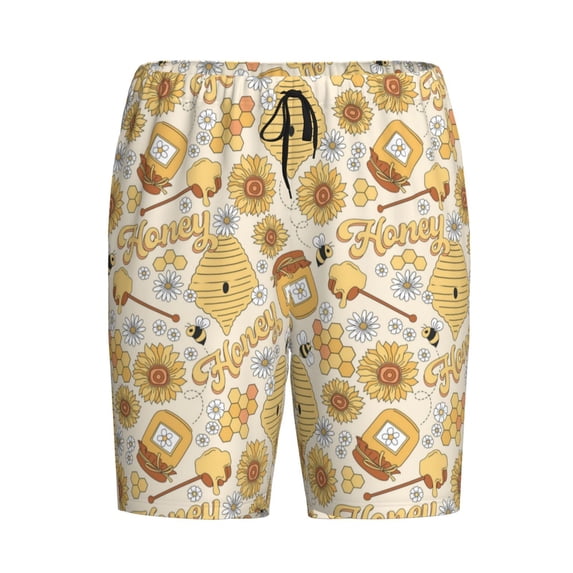 Lsque Honey Honeycomb Mens Sleep Pajama Shorts,Short Pajama Pants, Cotton Ultra-Soft Knit-XX-Large