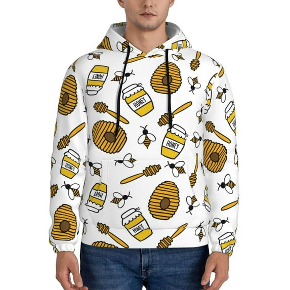 Lsque Honey Pattern Casual Men's Hoodie,Hooded Sweatshirt with Kangaroo Pocket,Pullover Hoodie-3X-Large