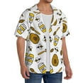 thumbnail image 1 of Lsque Honey print Men's Cuban Collar Short Sleeve Shirt Summer Beachwear Casual Button Down Fashionable Vacation Leisure Shirt-Medium, 1 of 7