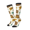 thumbnail image 1 of Lsque Honeycomb And Honey Printed Crew Socks Men's Women's LightWeight Thin Casual Calf Socks ,Knee High Socks,Cotton Socks, 1 of 9