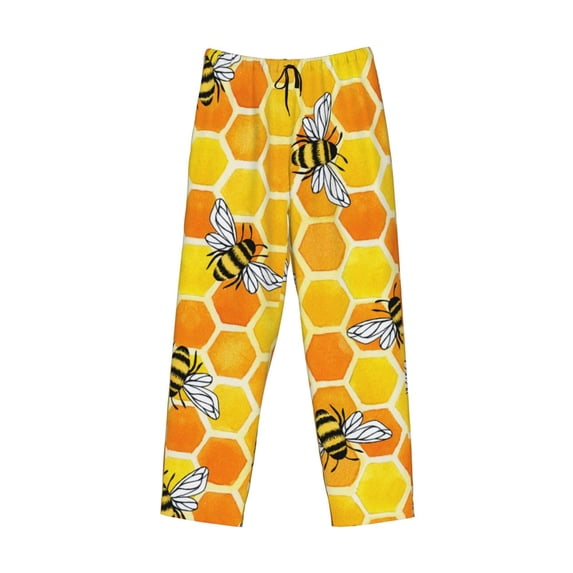 Lsque Honeycombs Print Men's Pajama Pants, Lounge Pant - Comfortable Home Wear,Elastic Waistband, Stylish Design-Large