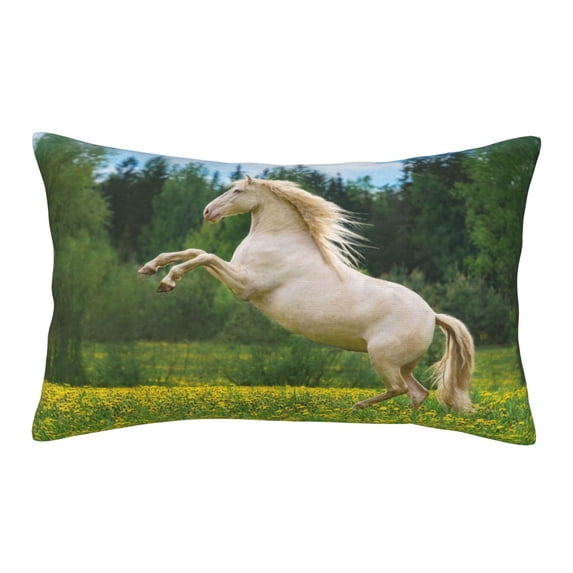 Lsque Horse Rearing Up In The Field Pattern Pillow Case – Soft & Cozy Throw Pillow Cover, Hypoallergenic Cushion Case for Sleeping Women with Envelope Closure-20"x30"